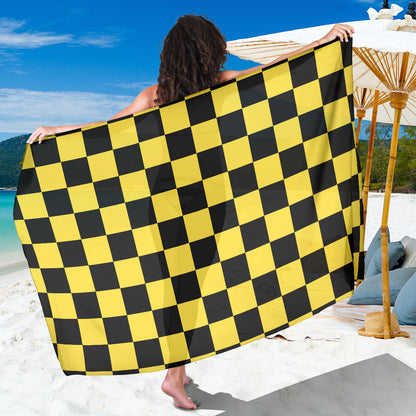 Checkered Yellow Pattern Print Design 03 Sarong Pareo Wrap