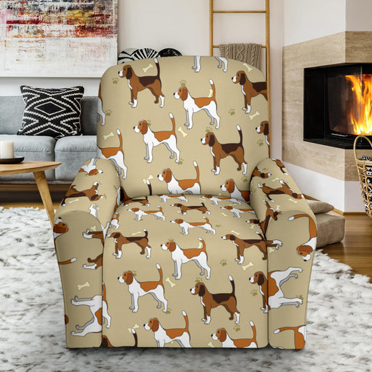 Beagle Pattern Print Design 01 Recliner Slipcover with Pocket