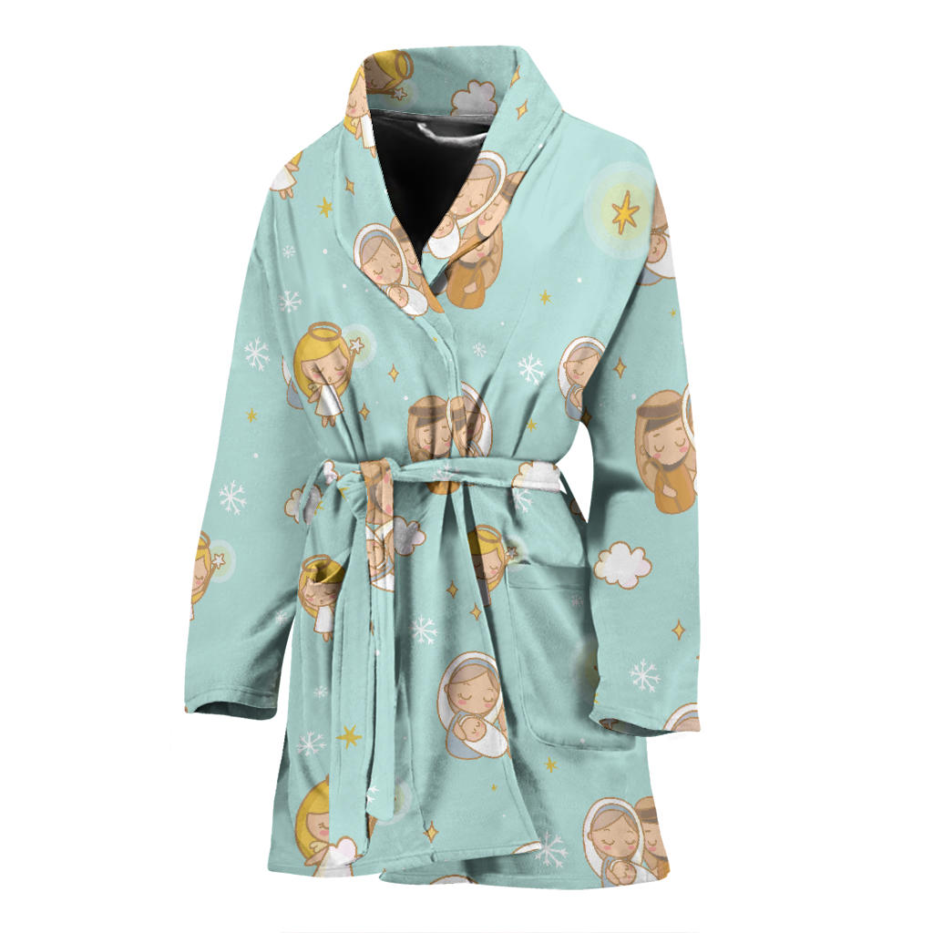 Christian Pattern Print Design 01 Women Bathrobe