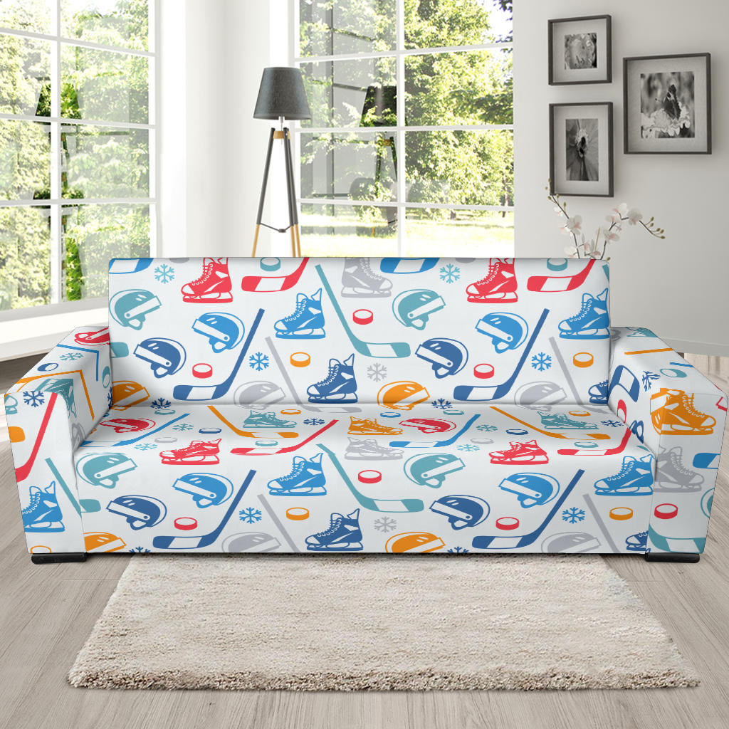 Hockey Equipment Print Design LKS301 Sofa Slipcover