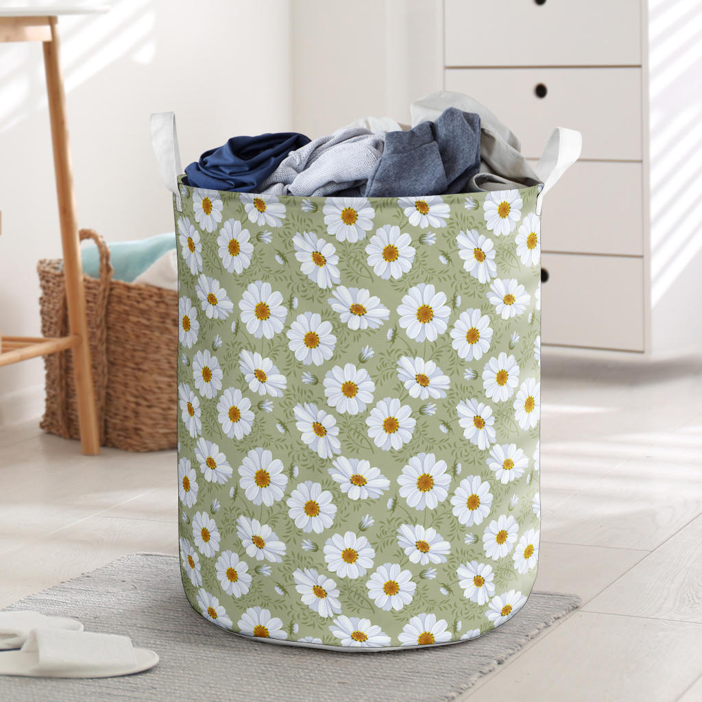 Daisy Yellow Print Pattern Laundry Basket