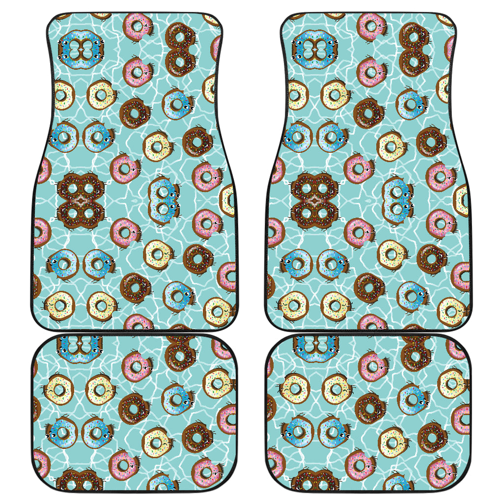 Emoji Donut Print Pattern Car Floor Mats Front Back