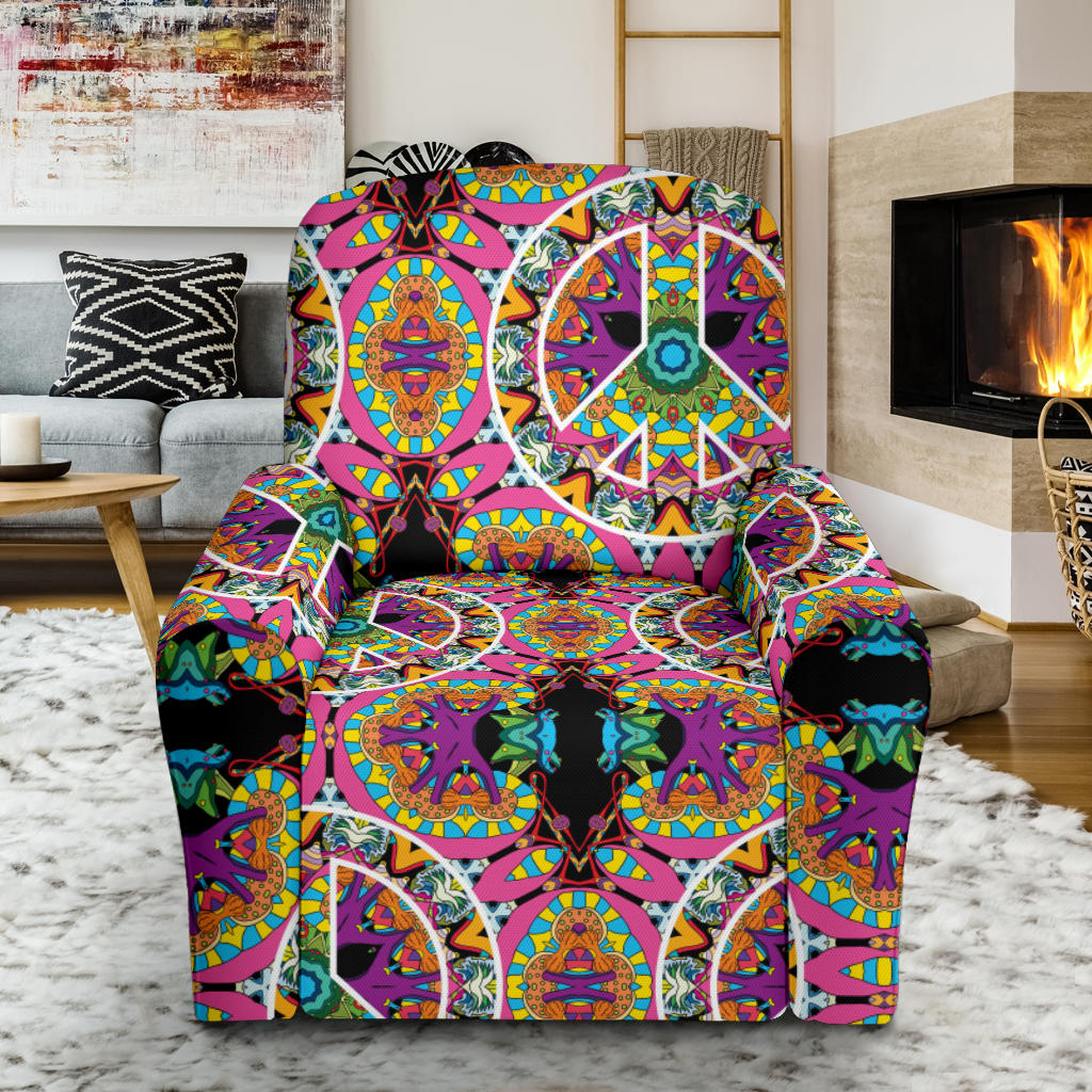 Peace Sign Pattern Print Design A03 Recliner Slipcover with Pocket