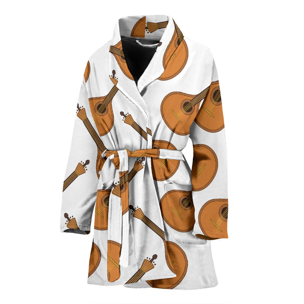 Mandolin Pattern Print Design 01 Women Bathrobe