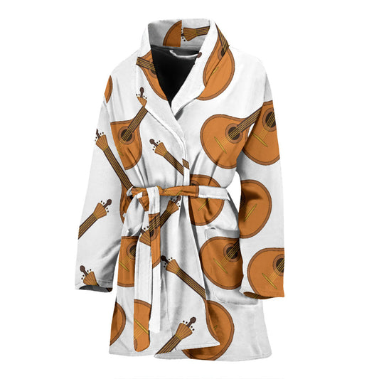 Mandolin Pattern Print Design 01 Women Bathrobe