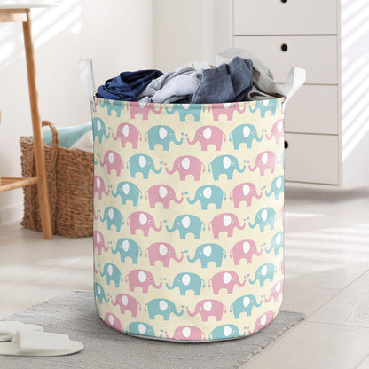 Elephant Baby Pastel Print Pattern Laundry Basket