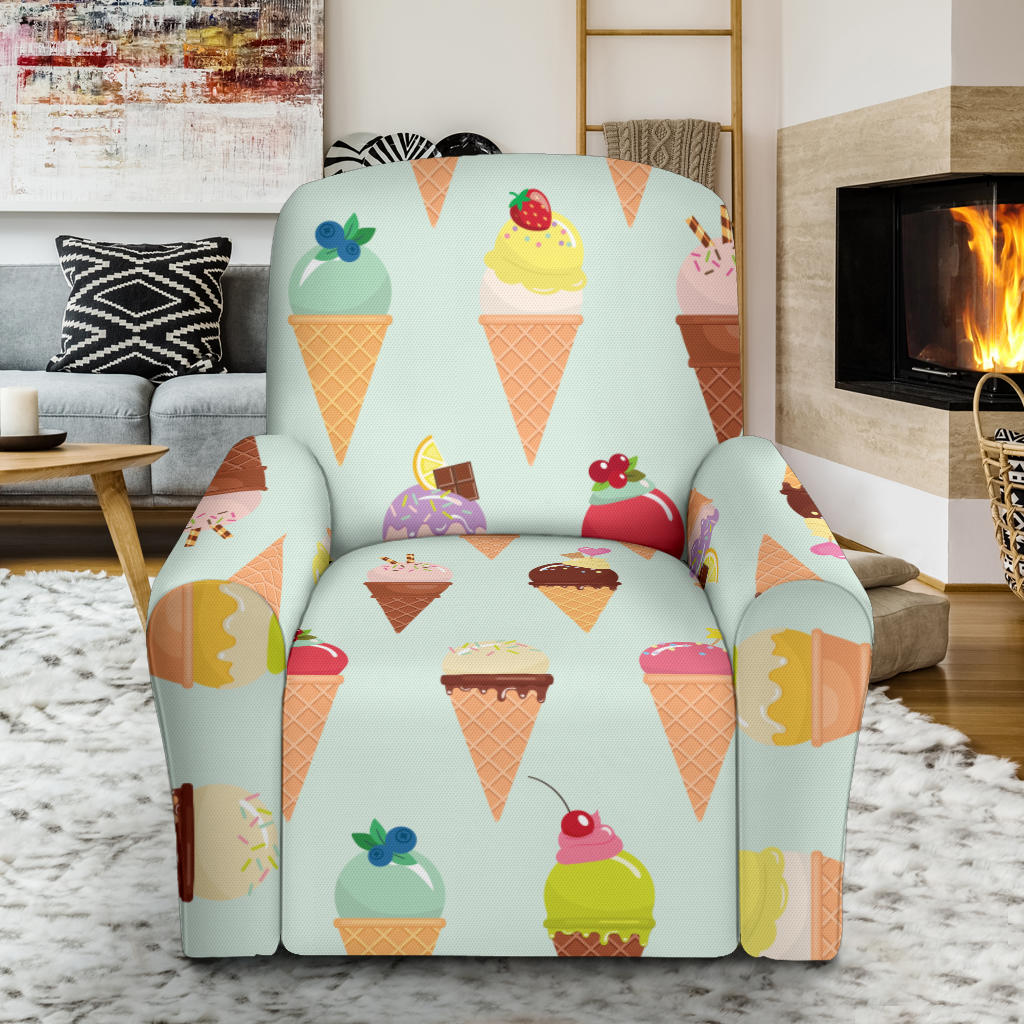 Ice Cream Pattern Print Design 03 Recliner Slipcover with Pocket