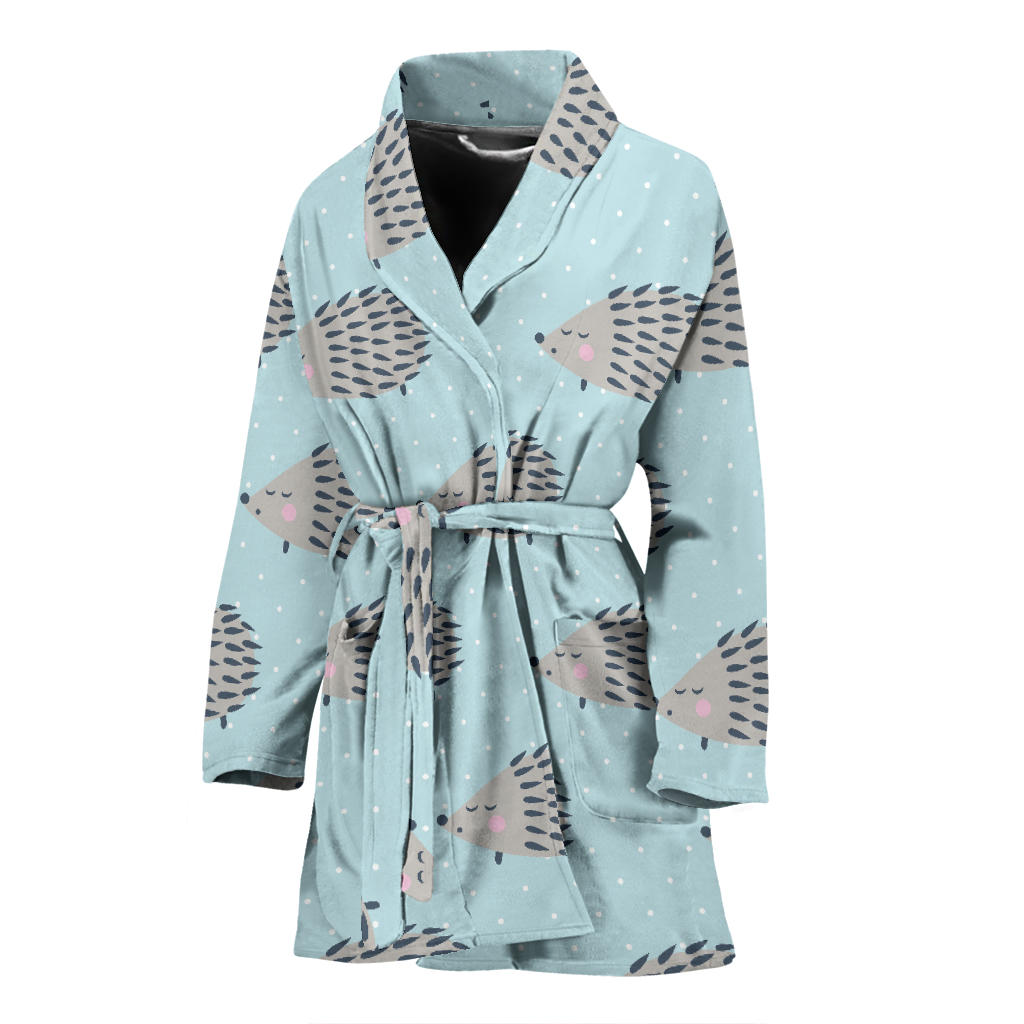 Hedgehog Pattern Print Design 02 Women Bathrobe