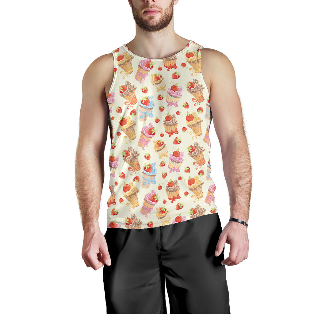 Cupcakes Strawberry Cherry Print Men Tank Top