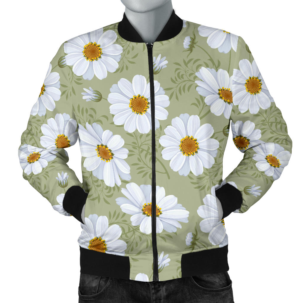 Daisy Yellow Print Pattern Men Bomber Jacket