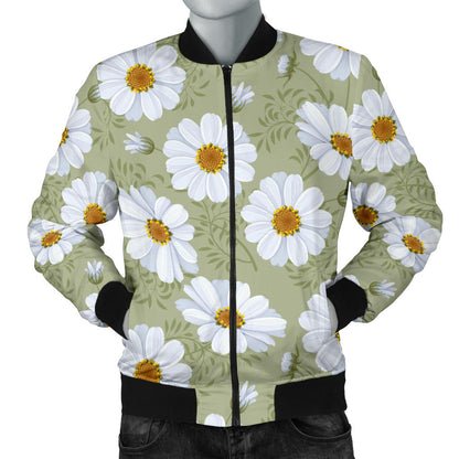 Daisy Yellow Print Pattern Men Bomber Jacket