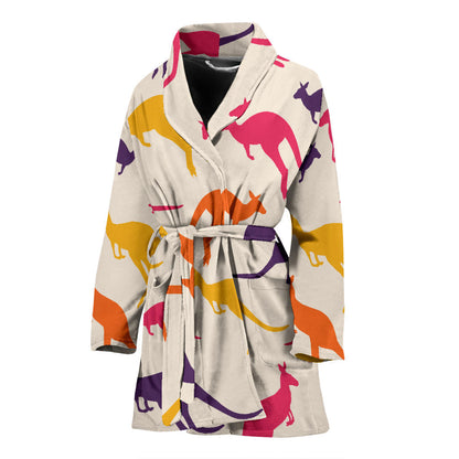 Kangaroos Pattern Print Design 01 Women Bathrobe