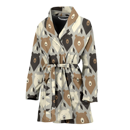 Bear Pattern Print Design 04 Women Bathrobe