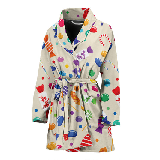 Candy Pattern Print Design 04 Women Bathrobe