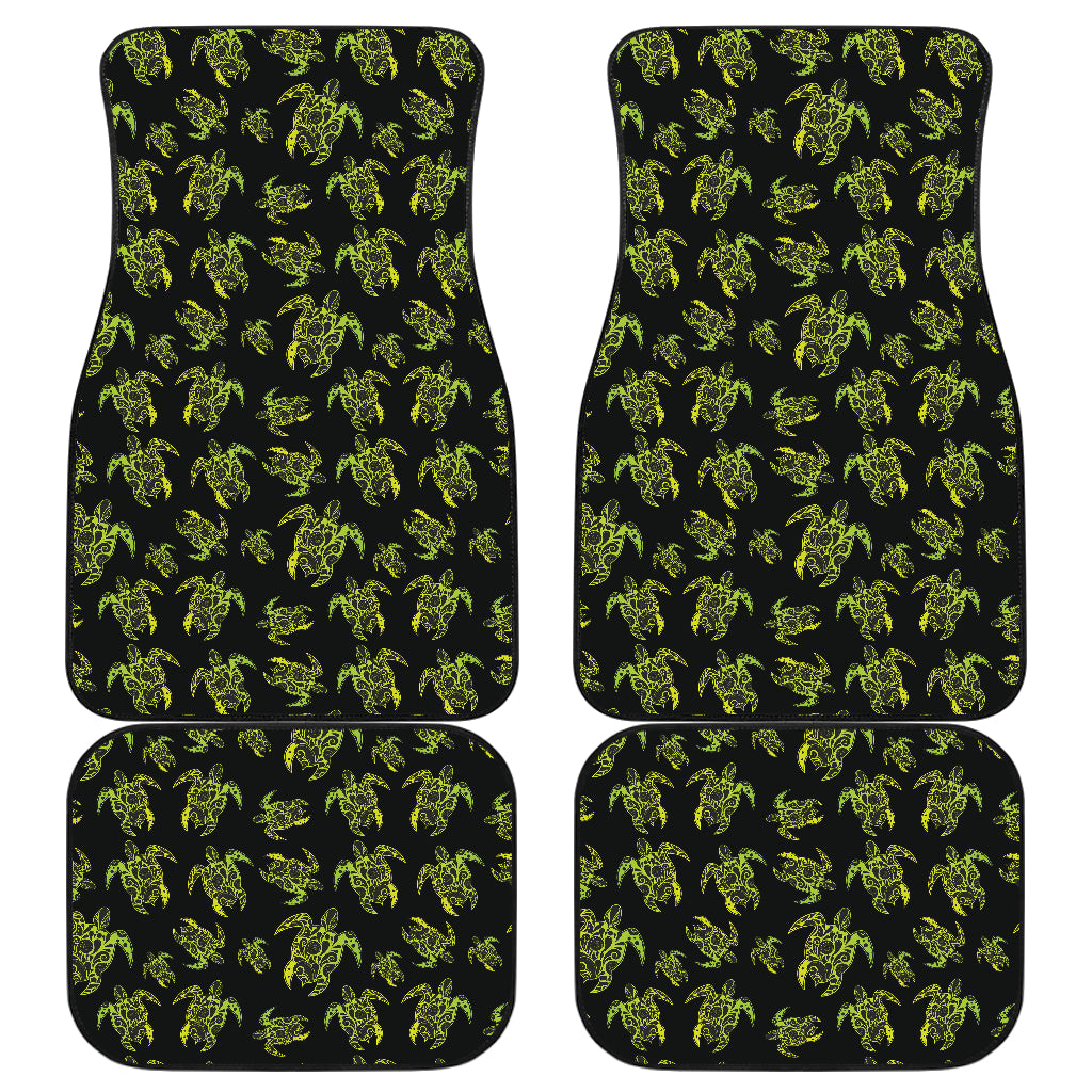 Green Tribal Turtle Polynesian Themed Car Floor Mats Front Back