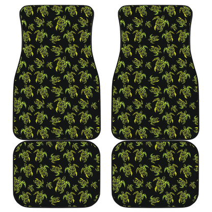 Green Tribal Turtle Polynesian Themed Car Floor Mats Front Back