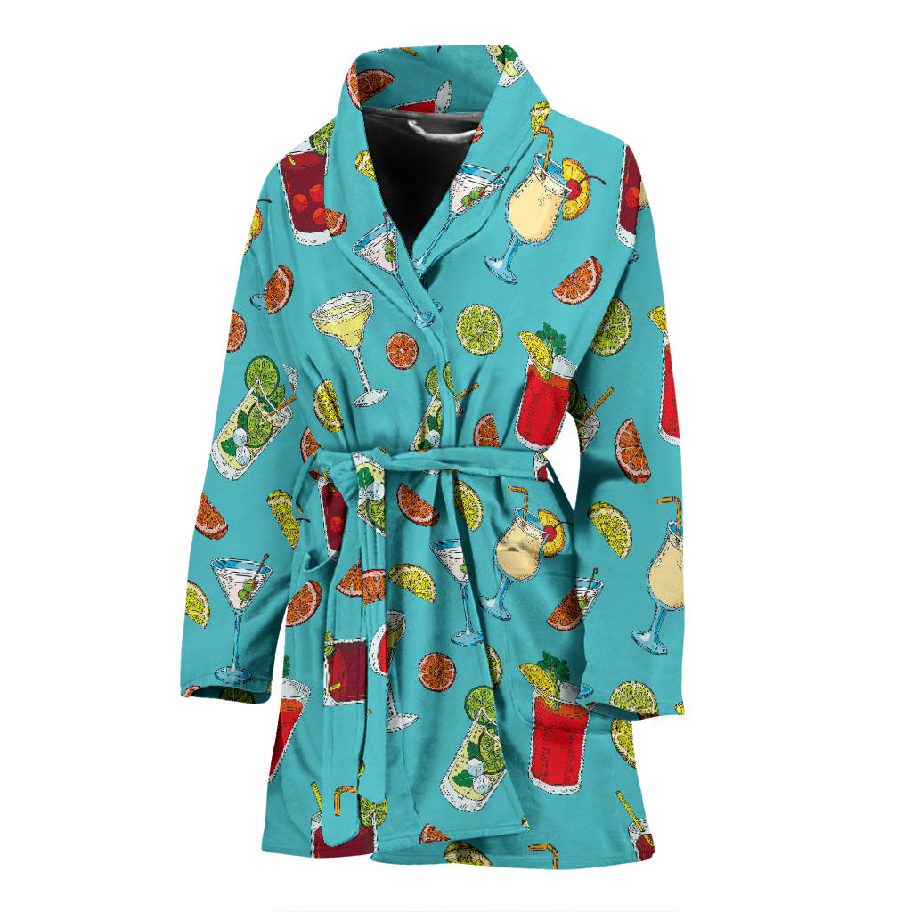Cocktail Pattern Print Design 05 Women Bathrobe