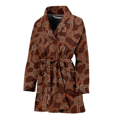Aboriginal Pattern Print Design 03 Women Bathrobe