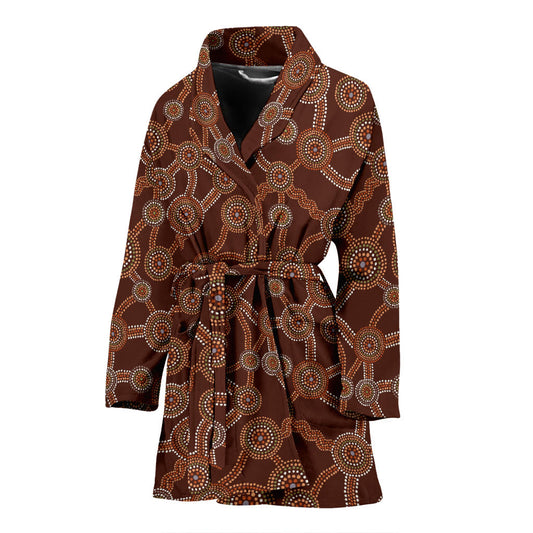 Aboriginal Pattern Print Design 03 Women Bathrobe