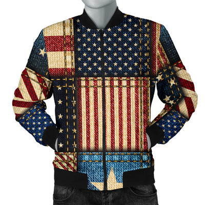 American flag Patchwork Design Men Bomber Jacket