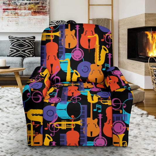 Jazz Pattern Print Design 03 Recliner Slipcover with Pocket