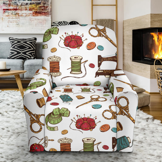 Sewing Equipment Print Design LKS304 Recliner Slipcover with Pocket