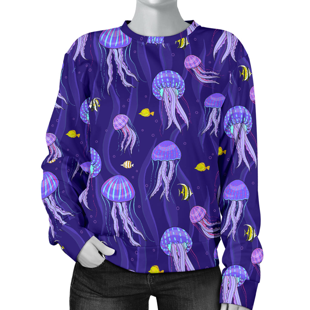 Jellyfish Style Print Women Long Sleeve Sweatshirt