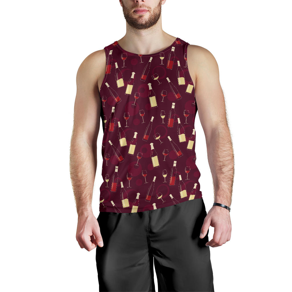 Wine Themed Pattern Print Men Tank Top