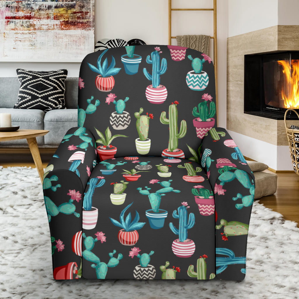 Cactus Pattern Print Design 02 Recliner Slipcover with Pocket