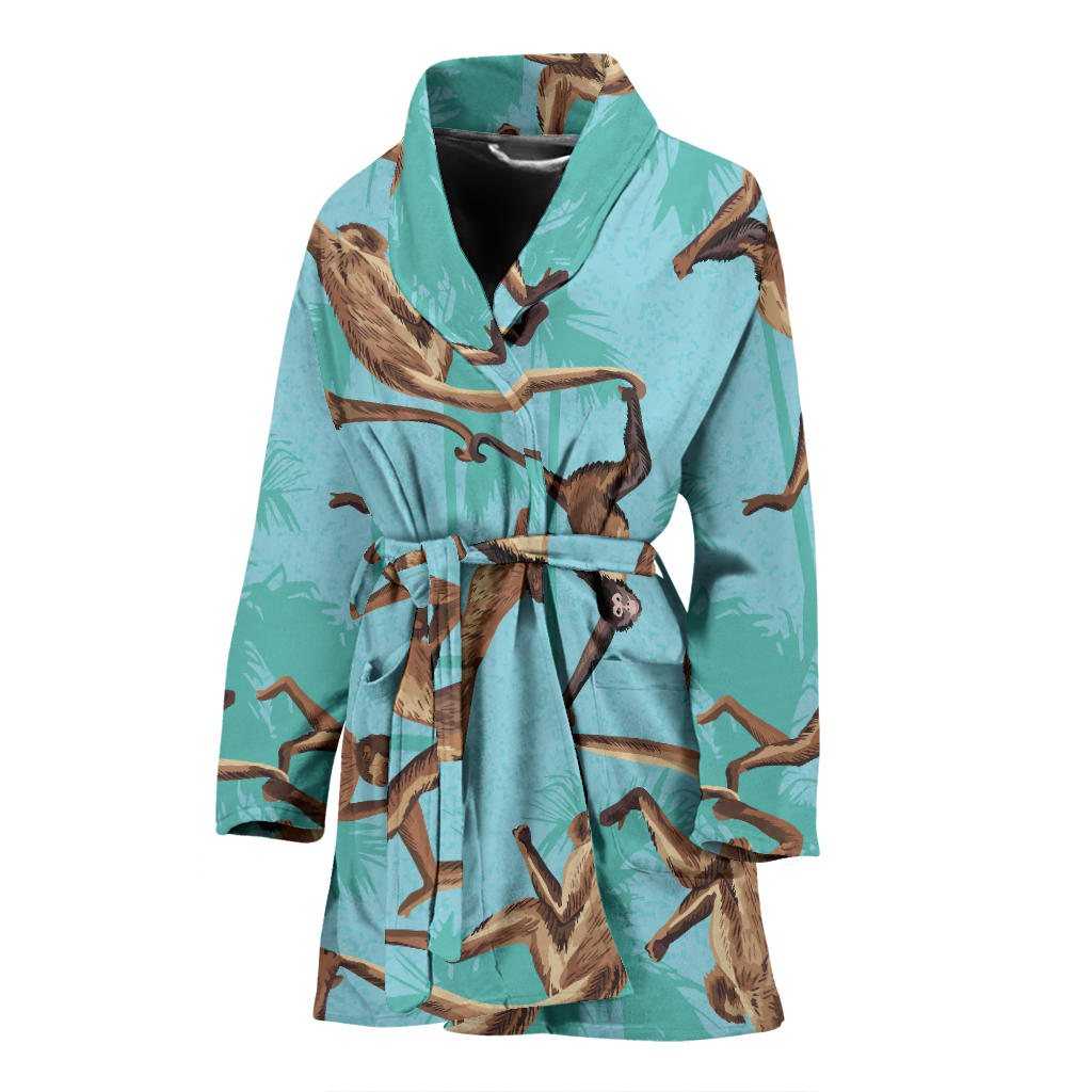 Monkey Pattern Print Design 04 Women Bathrobe