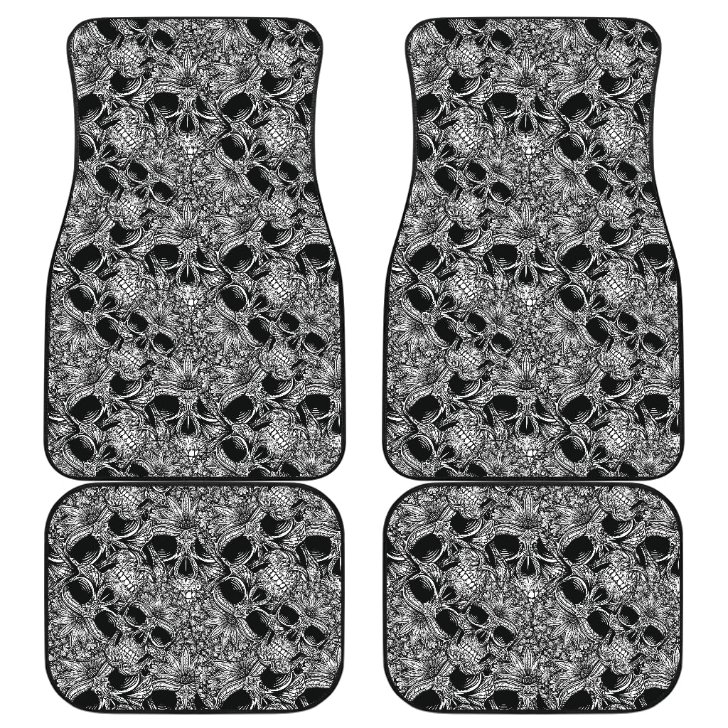 Skull Tattoo Design Print Car Floor Mats Front Back