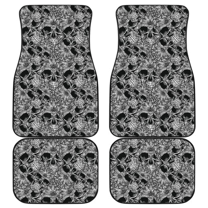 Skull Tattoo Design Print Car Floor Mats Front Back