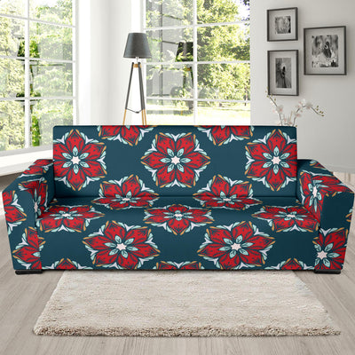 Poinsettia Pattern Print Design A03 Sofa Slipcover