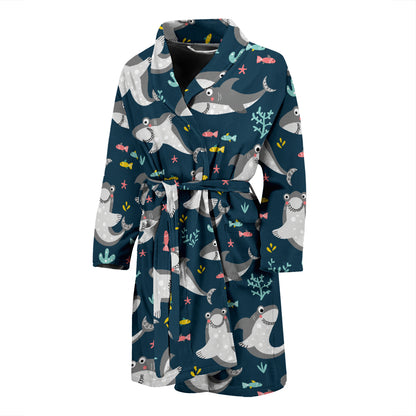 Shark Print Design LKS307 Men Bathrobe