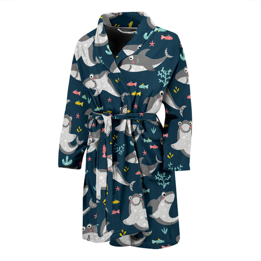 Shark Print Design LKS307 Men Bathrobe