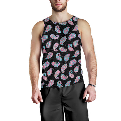 Paisley Pink Design Mandala Print Men Tank Top