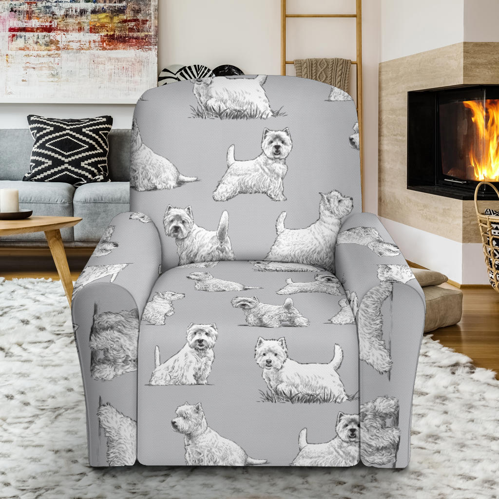 Scottish Terriers Print Design LKS3011 Recliner Slipcover with Pocket