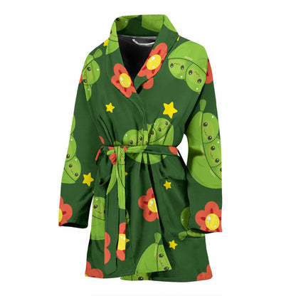 Peas Pattern Print Design A01 Women Bathrobe
