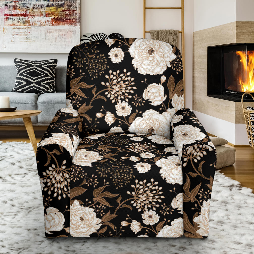 Peony Pattern Print Design A02 Recliner Slipcover with Pocket