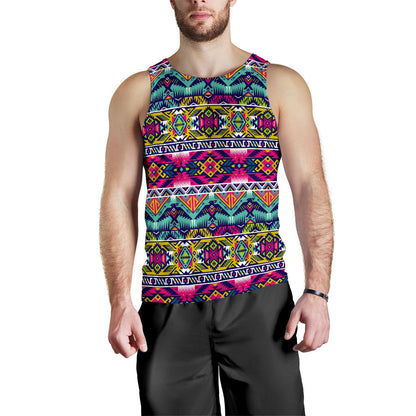 Indian Navajo Color Themed Design Print Men Tank Top
