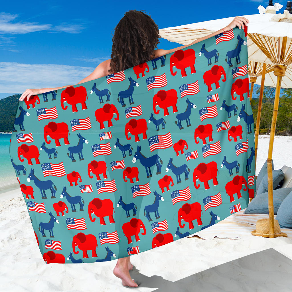 Donkey Red Elephant Pattern Print Design 03 Sarong Pareo Wrap