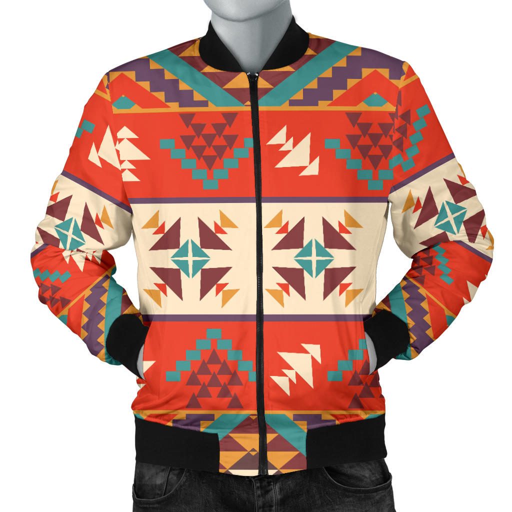 Aztec Red Print Pattern Men Bomber Jacket