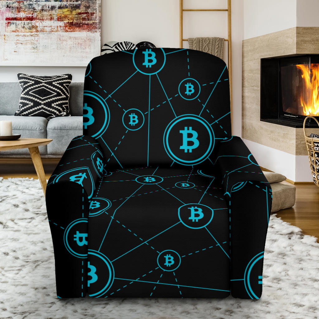 Cryptocurrency Pattern Print Design 01 Recliner Slipcover with Pocket