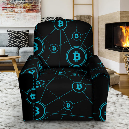 Cryptocurrency Pattern Print Design 01 Recliner Slipcover with Pocket