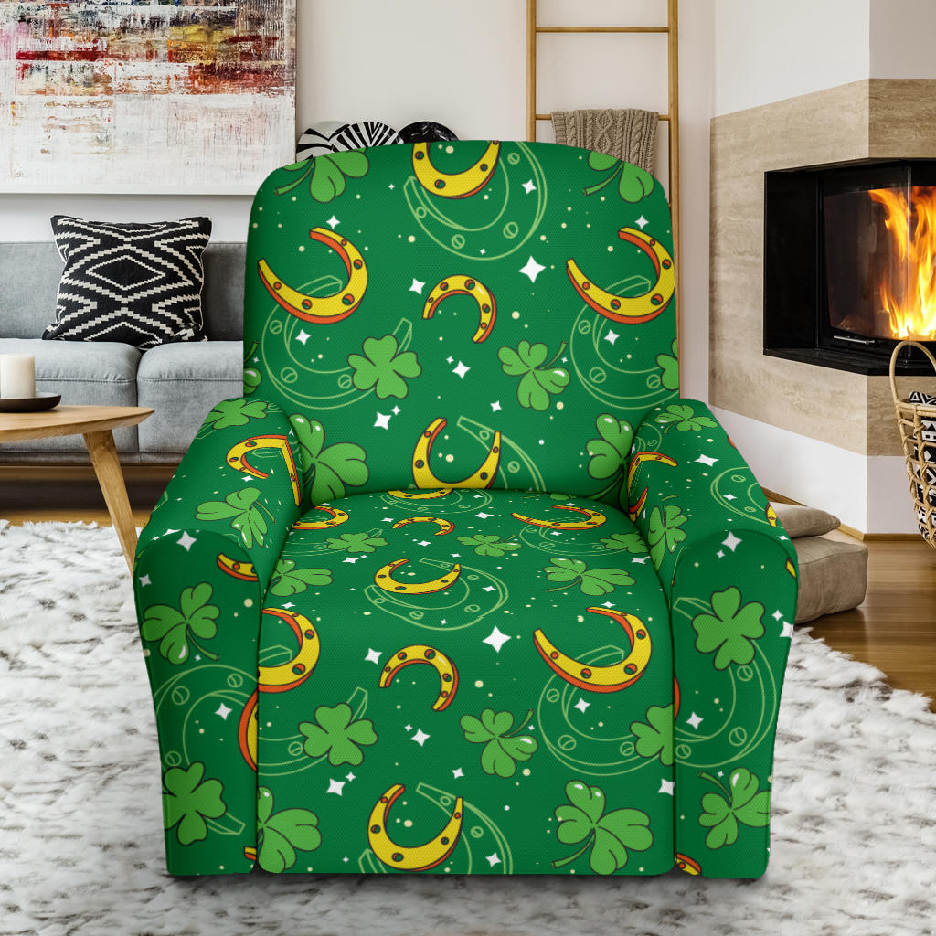 Shamrock With Horse Shoes Print Design LKS305 Recliner Slipcover with Pocket
