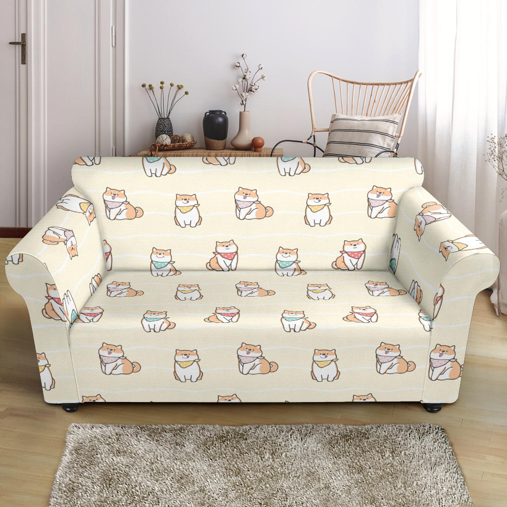 Shiba Inu Print Design LKS306 Loveseat Couch Slipcover