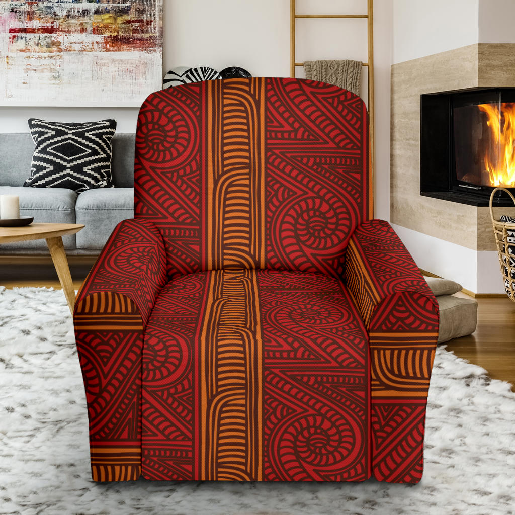 Maori Pattern Print Design 05 Recliner Slipcover with Pocket