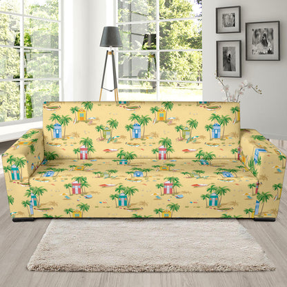 Beach Themed Pattern Print Design 01 Sofa Slipcover