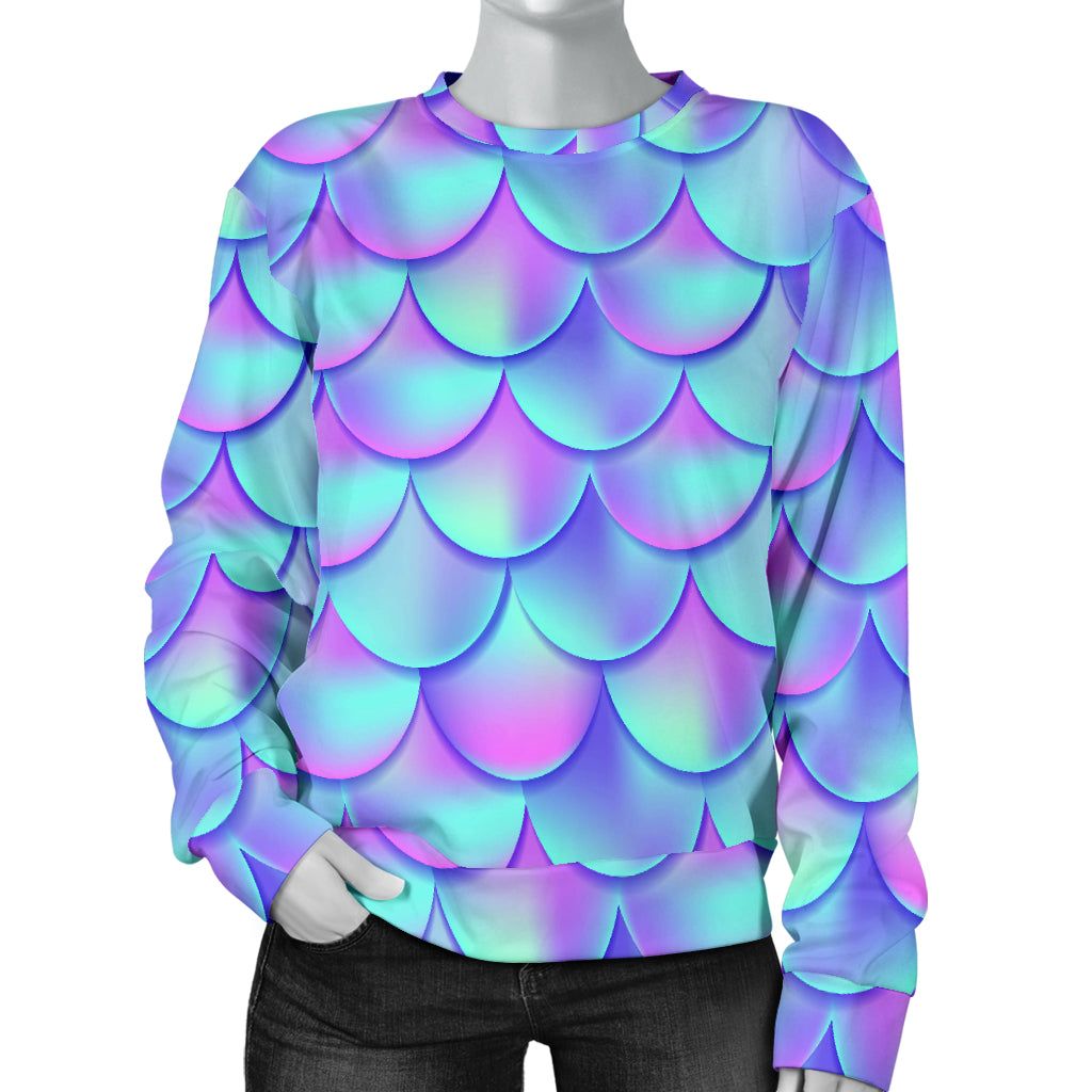 Mermaid Tail Design Print Pattern Women Long Sleeve Sweatshirt