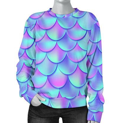 Mermaid Tail Design Print Pattern Women Long Sleeve Sweatshirt